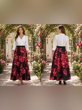 AlexaB Floral Black and Red Women's Dress 6